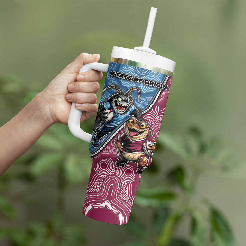 Personalised New South Wales And Queensland Tumbler With Handle Cockroaches With Frogs Aboriginal Art