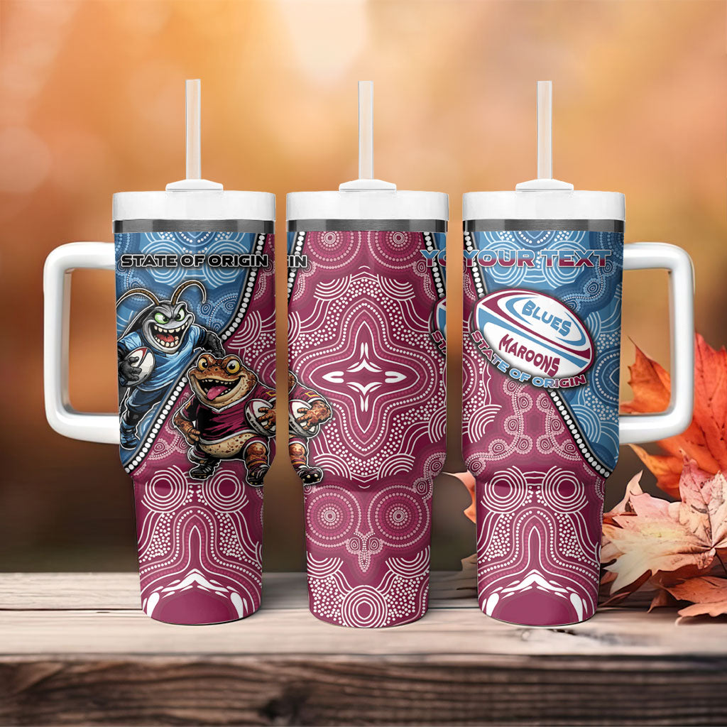 Personalised New South Wales And Queensland Tumbler With Handle Cockroaches With Frogs Aboriginal Art