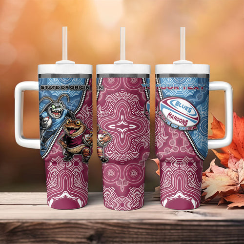Personalised New South Wales And Queensland Tumbler With Handle Cockroaches With Frogs Aboriginal Art