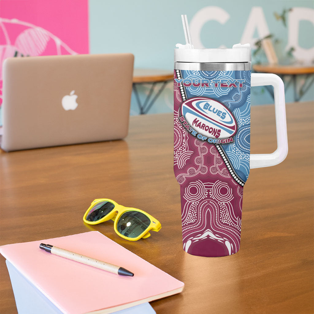 Personalised New South Wales And Queensland Tumbler With Handle Cockroaches With Frogs Aboriginal Art