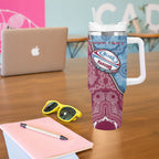 Personalised New South Wales And Queensland Tumbler With Handle Cockroaches With Frogs Aboriginal Art