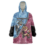 Personalised New South Wales And Queensland Wearable Blanket Hoodie Cockroaches With Frogs Aboriginal Art