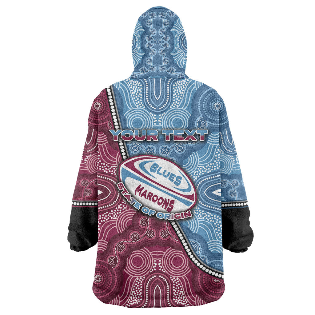 Personalised New South Wales And Queensland Wearable Blanket Hoodie Cockroaches With Frogs Aboriginal Art