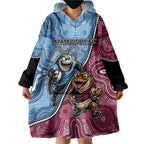 Personalised New South Wales And Queensland Wearable Blanket Hoodie Cockroaches With Frogs Aboriginal Art