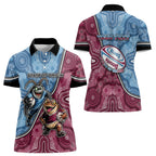 Personalised New South Wales And Queensland Women Polo Shirt Cockroaches With Frogs Aboriginal Art