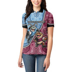 Personalised New South Wales And Queensland Women Polo Shirt Cockroaches With Frogs Aboriginal Art