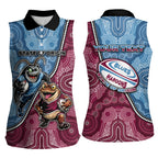 Personalised New South Wales And Queensland Women Sleeveless Polo Shirt Cockroaches With Frogs Aboriginal Art
