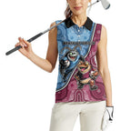 Personalised New South Wales And Queensland Women Sleeveless Polo Shirt Cockroaches With Frogs Aboriginal Art