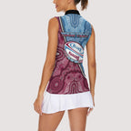 Personalised New South Wales And Queensland Women Sleeveless Polo Shirt Cockroaches With Frogs Aboriginal Art