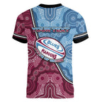 Personalised New South Wales And Queensland Women V-Neck T-Shirt Cockroaches With Frogs Aboriginal Art