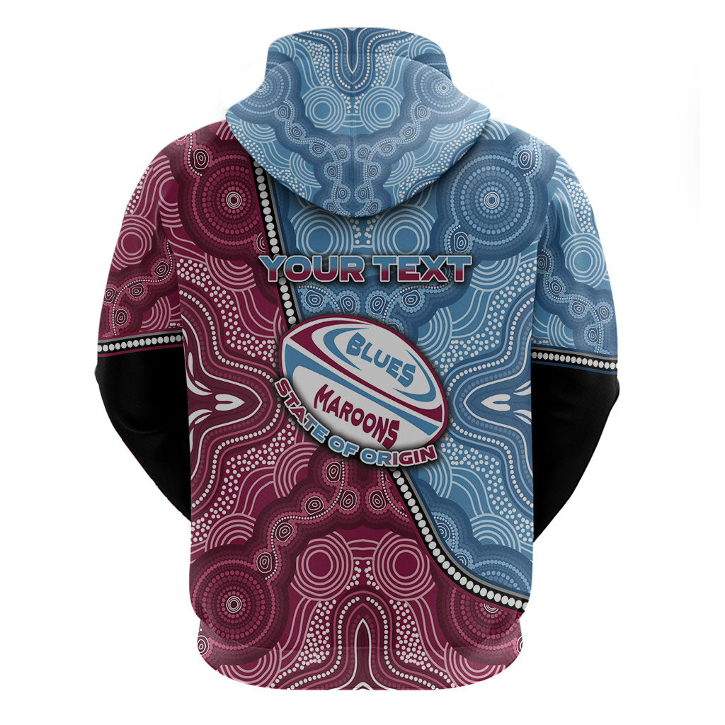 Personalised New South Wales And Queensland Zip Hoodie Cockroaches With Frogs Aboriginal Art