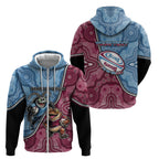 Personalised New South Wales And Queensland Zip Hoodie Cockroaches With Frogs Aboriginal Art