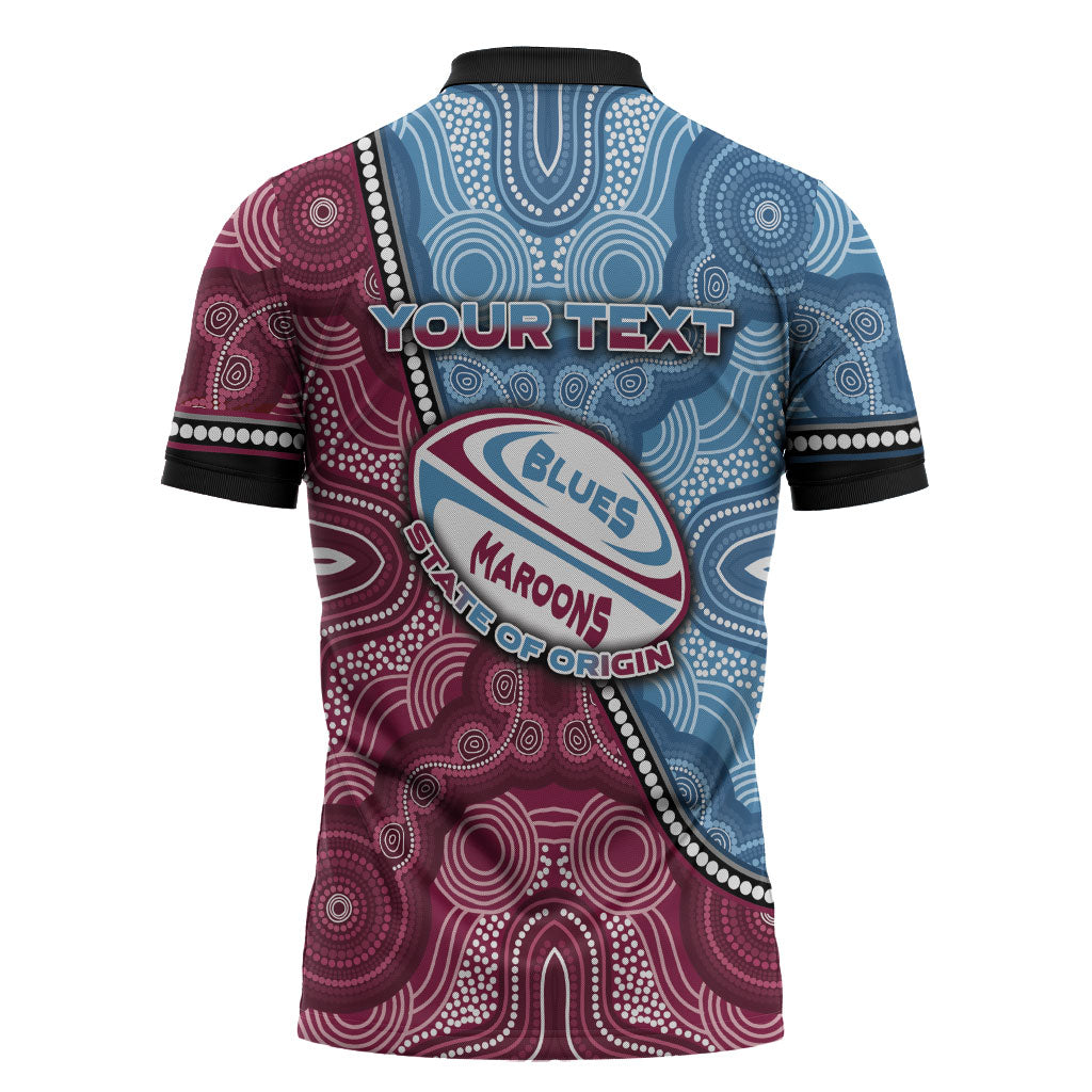 Personalised New South Wales And Queensland Zipper Polo Shirt Cockroaches With Frogs Aboriginal Art