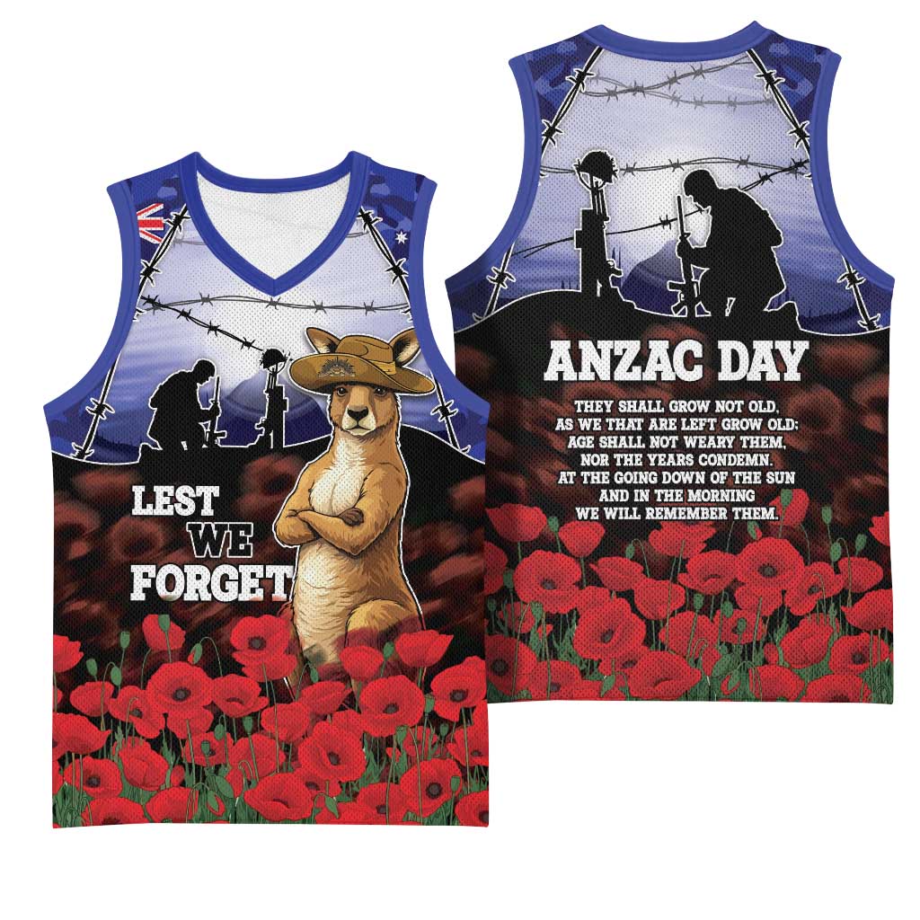 ANZAC Day Basketball Jersey Lest We Forget