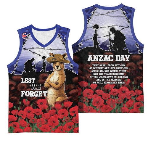 ANZAC Day Basketball Jersey Lest We Forget