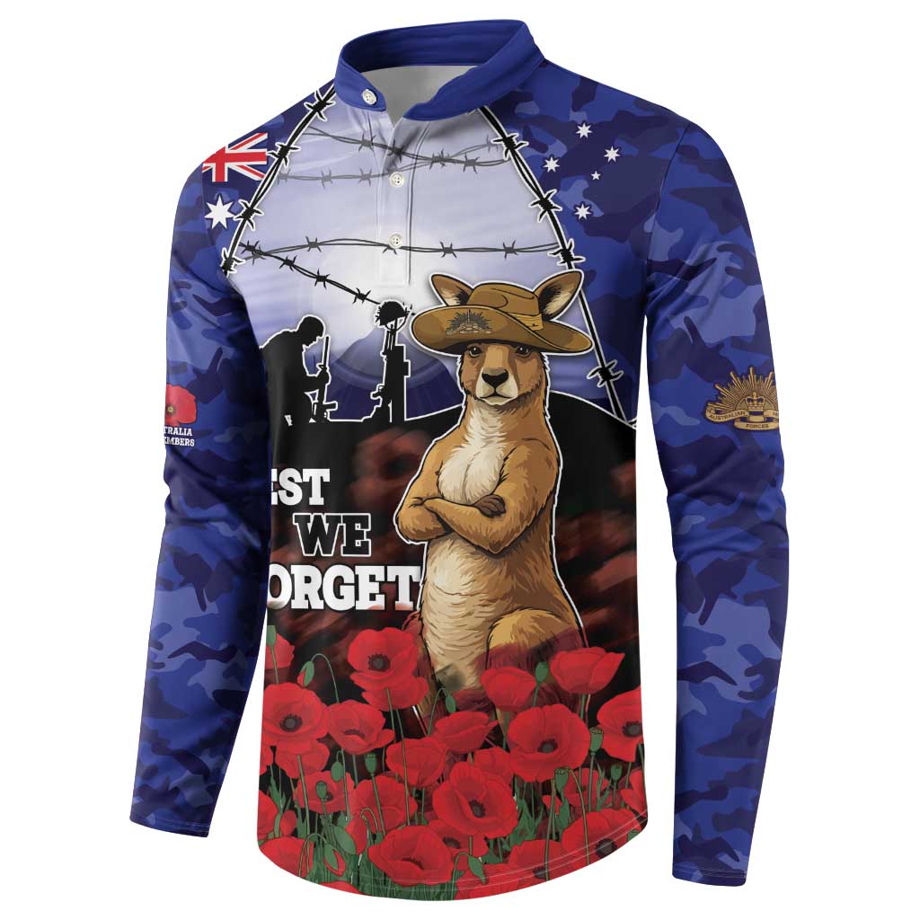 ANZAC Day Button Sweatshirt Lest We Forget