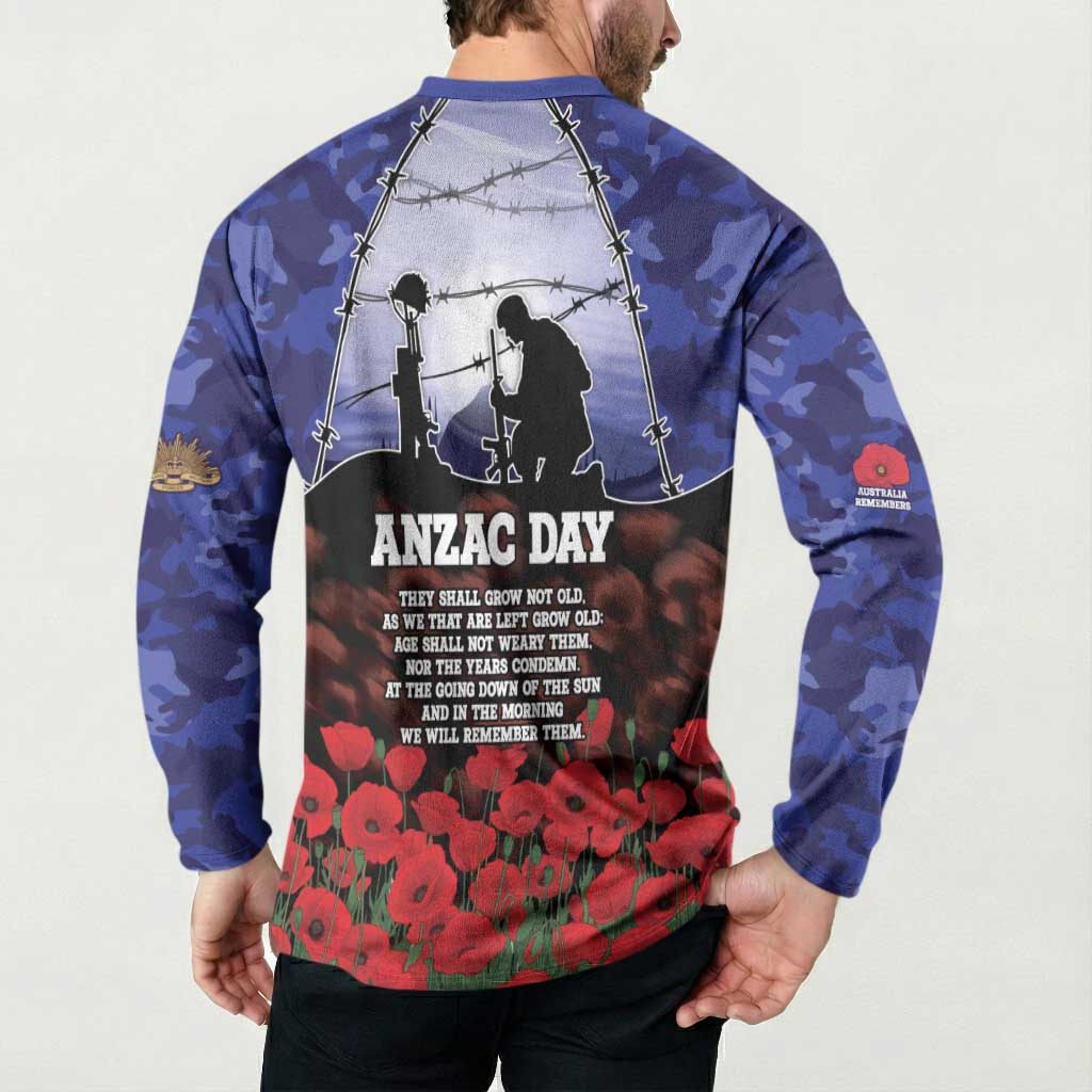 ANZAC Day Button Sweatshirt Lest We Forget
