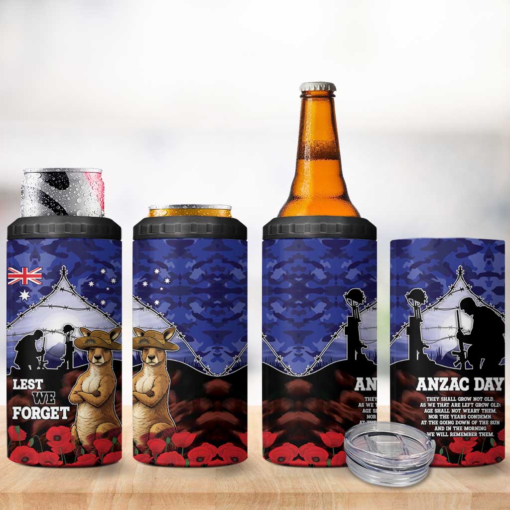 ANZAC Day 4 in 1 Can Cooler Tumbler Lest We Forget