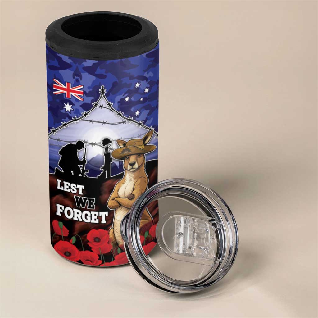 ANZAC Day 4 in 1 Can Cooler Tumbler Lest We Forget