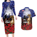 ANZAC Day Couples Matching Long Sleeve Bodycon Dress and Hawaiian Shirt Lest We Forget