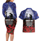 ANZAC Day Couples Matching Long Sleeve Bodycon Dress and Hawaiian Shirt Lest We Forget