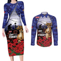 ANZAC Day Couples Matching Long Sleeve Bodycon Dress and Long Sleeve Button Shirt Lest We Forget