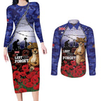 ANZAC Day Couples Matching Long Sleeve Bodycon Dress and Long Sleeve Button Shirt Lest We Forget