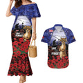 ANZAC Day Couples Matching Mermaid Dress and Hawaiian Shirt Lest We Forget