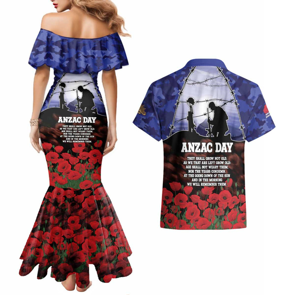 ANZAC Day Couples Matching Mermaid Dress and Hawaiian Shirt Lest We Forget