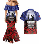 ANZAC Day Couples Matching Mermaid Dress and Hawaiian Shirt Lest We Forget
