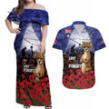 ANZAC Day Couples Matching Off Shoulder Maxi Dress and Hawaiian Shirt Lest We Forget