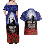 ANZAC Day Couples Matching Off Shoulder Maxi Dress and Hawaiian Shirt Lest We Forget
