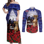 ANZAC Day Couples Matching Off Shoulder Maxi Dress and Long Sleeve Button Shirt Lest We Forget