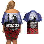 ANZAC Day Couples Matching Off Shoulder Short Dress and Hawaiian Shirt Lest We Forget