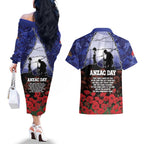 ANZAC Day Couples Matching Off The Shoulder Long Sleeve Dress and Hawaiian Shirt Lest We Forget