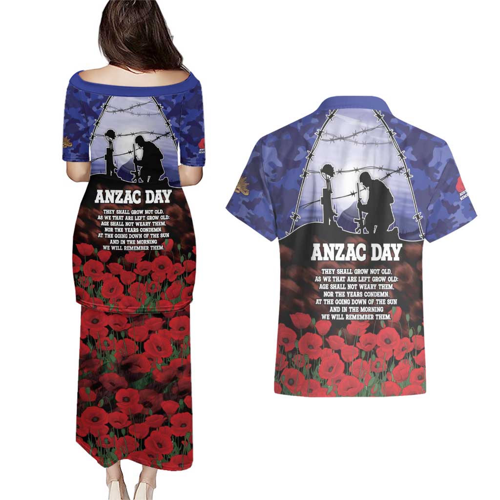 ANZAC Day Couples Matching Puletasi and Hawaiian Shirt Lest We Forget
