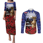 ANZAC Day Couples Matching Puletasi and Long Sleeve Button Shirt Lest We Forget