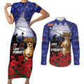 ANZAC Day Couples Matching Short Sleeve Bodycon Dress and Long Sleeve Button Shirt Lest We Forget