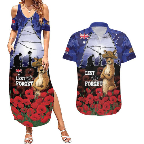 ANZAC Day Couples Matching Summer Maxi Dress and Hawaiian Shirt Lest We Forget