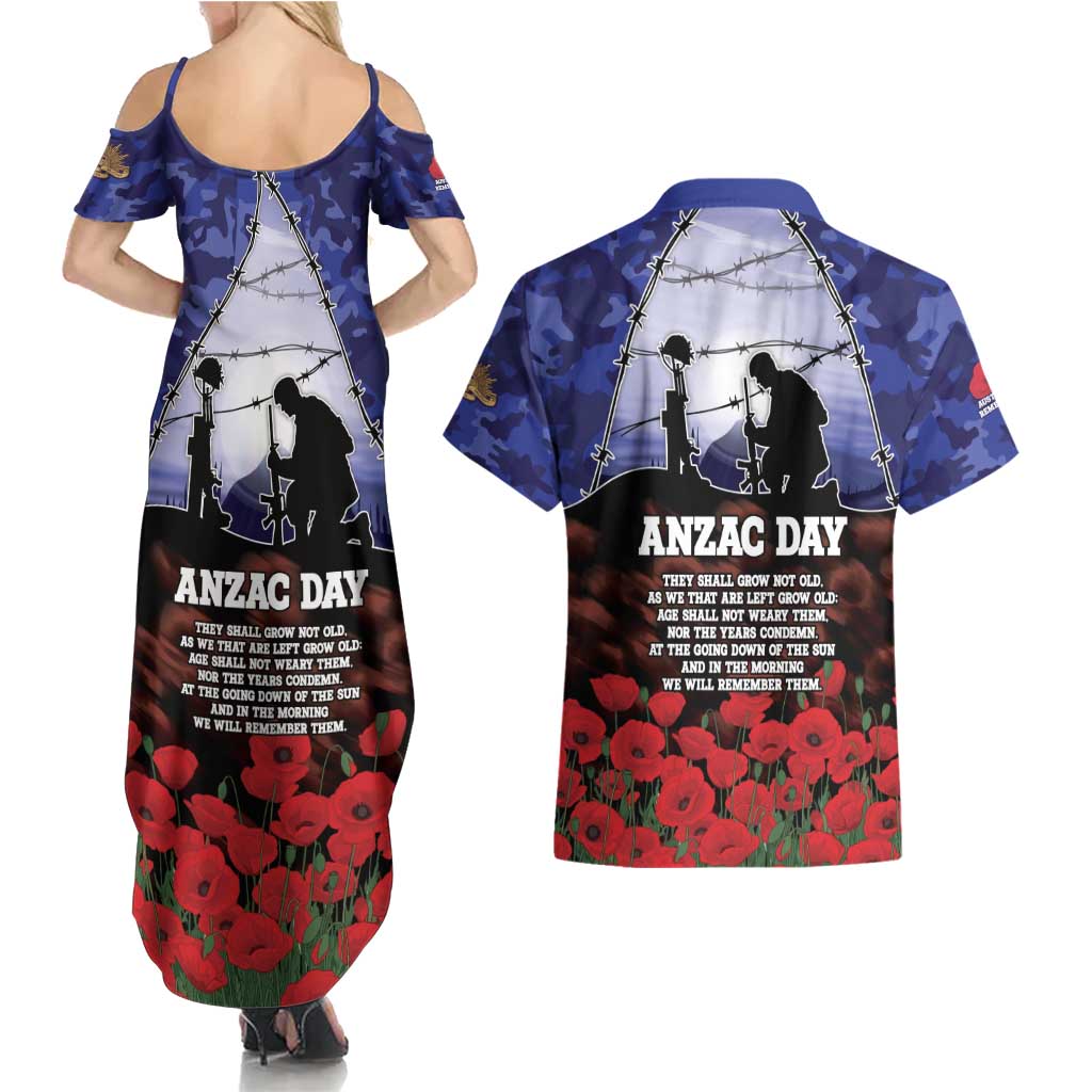 ANZAC Day Couples Matching Summer Maxi Dress and Hawaiian Shirt Lest We Forget
