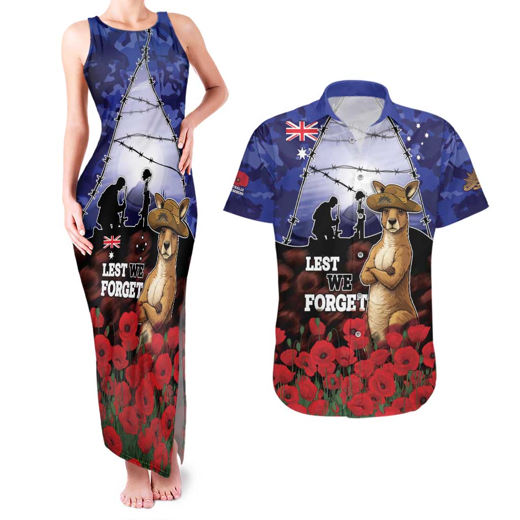 ANZAC Day Couples Matching Tank Maxi Dress and Hawaiian Shirt Lest We Forget