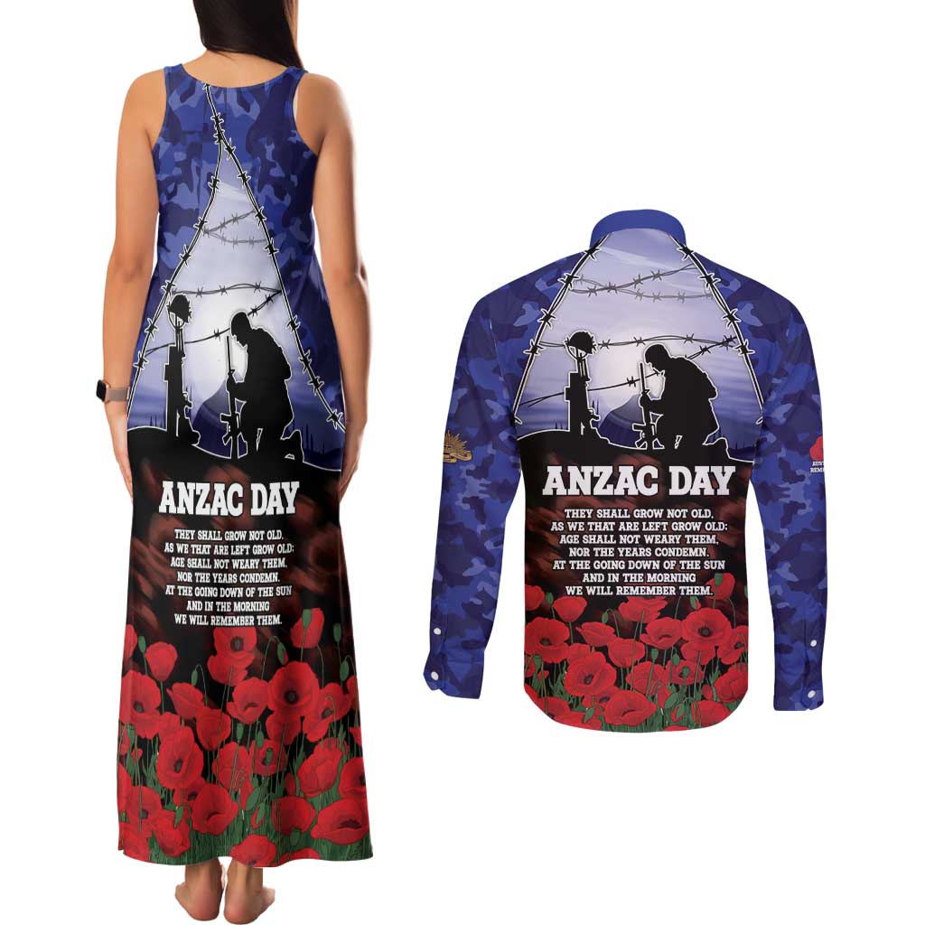 ANZAC Day Couples Matching Tank Maxi Dress and Long Sleeve Button Shirt Lest We Forget