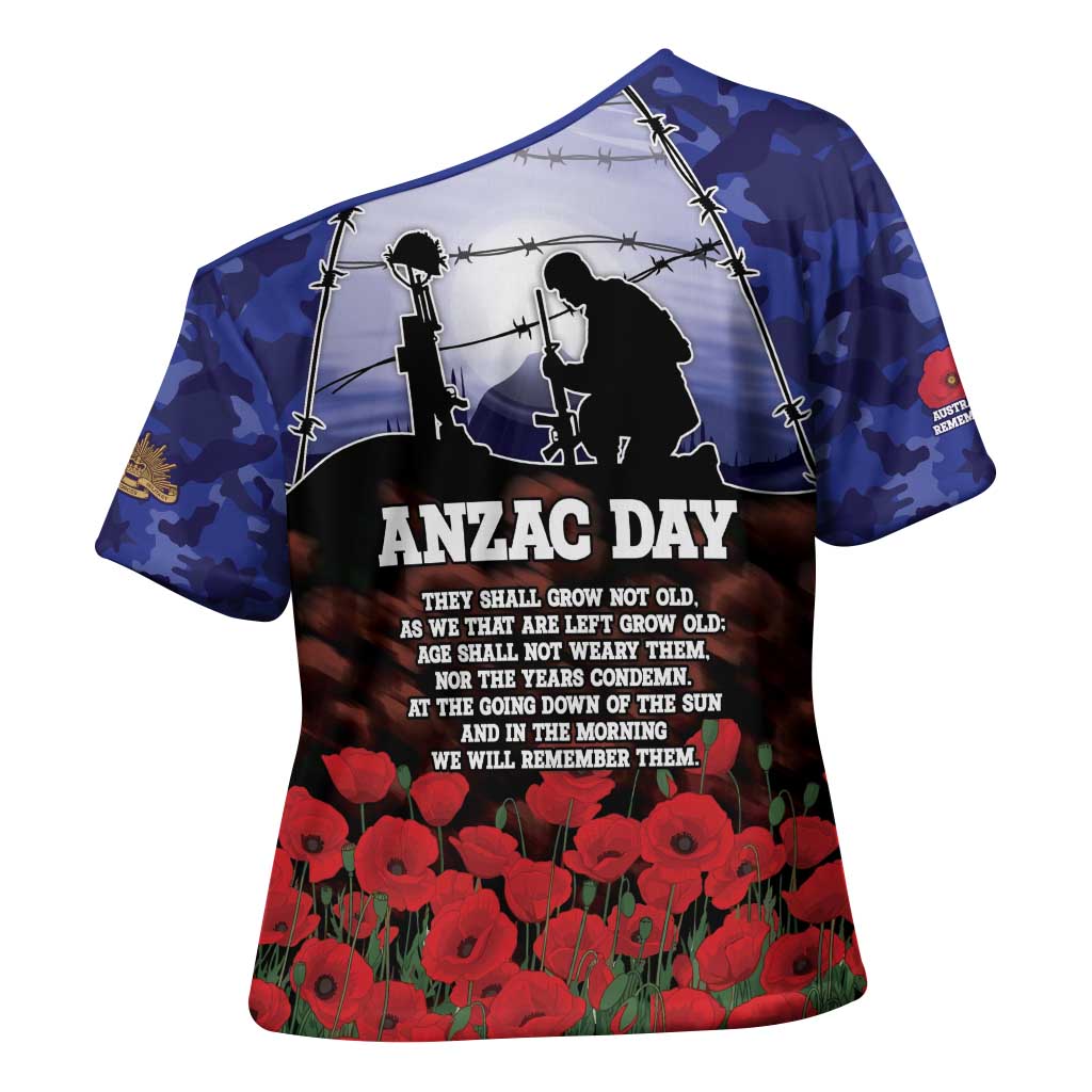 ANZAC Day Cross Shoulder Shirt Lest We Forget