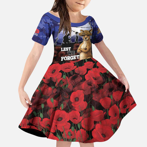 ANZAC Day Family Matching Long Sleeve Bodycon Dress and Hawaiian Shirt Lest We Forget