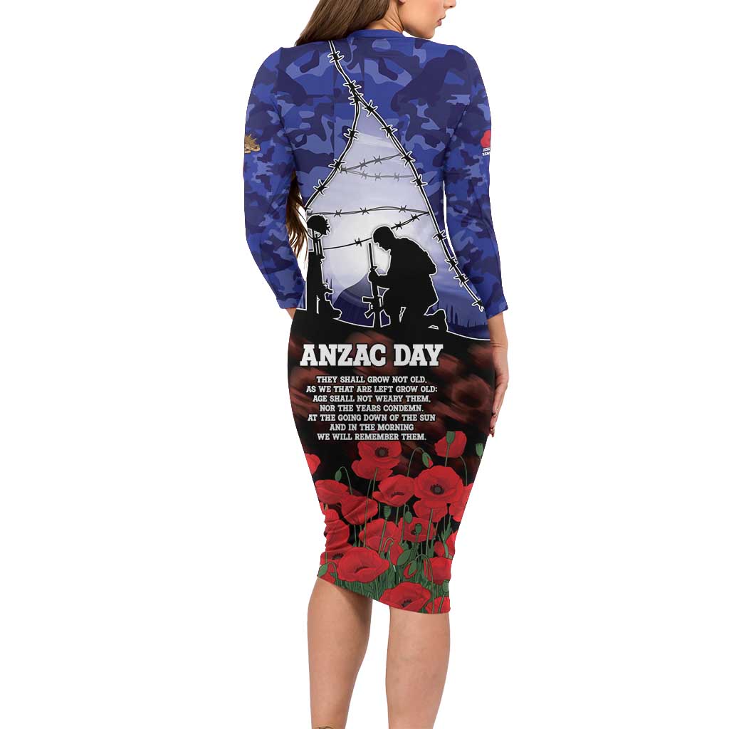 ANZAC Day Family Matching Long Sleeve Bodycon Dress and Hawaiian Shirt Lest We Forget