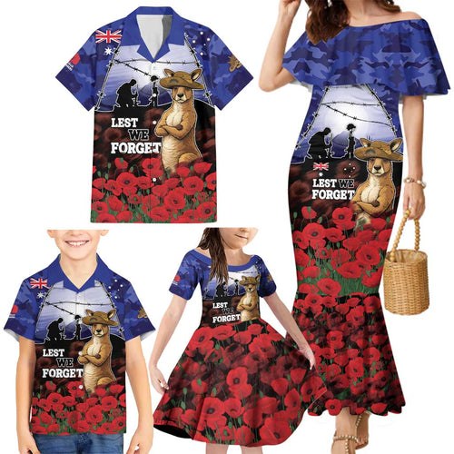 ANZAC Day Family Matching Mermaid Dress and Hawaiian Shirt Lest We Forget