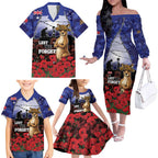 ANZAC Day Family Matching Off The Shoulder Long Sleeve Dress and Hawaiian Shirt Lest We Forget