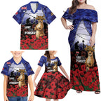 ANZAC Day Family Matching Off Shoulder Maxi Dress and Hawaiian Shirt Lest We Forget