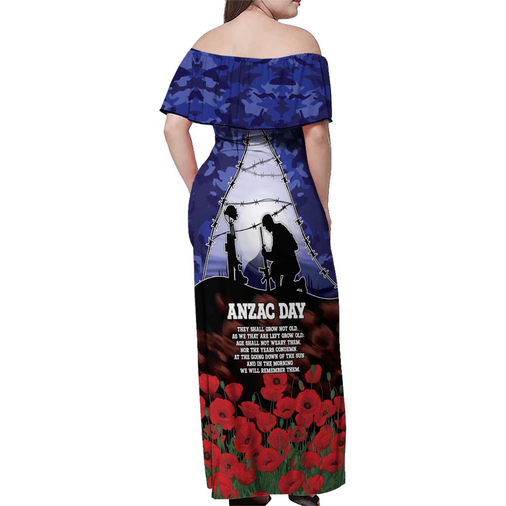 ANZAC Day Family Matching Off Shoulder Maxi Dress and Hawaiian Shirt Lest We Forget