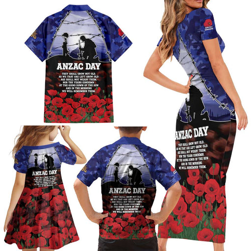ANZAC Day Family Matching Short Sleeve Bodycon Dress and Hawaiian Shirt Lest We Forget